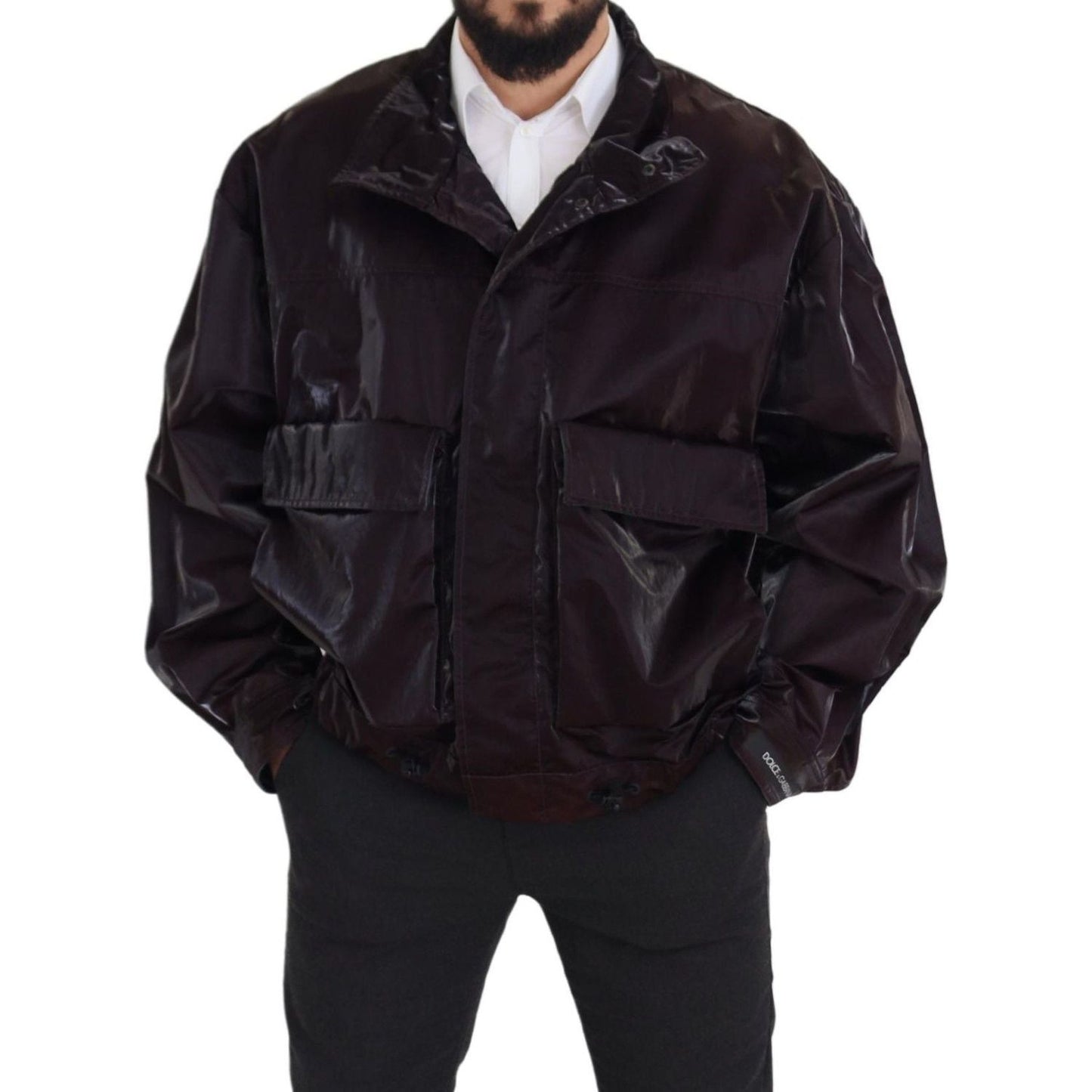Dolce & Gabbana Elegant Bordeaux Collared Jacket Dolce & Gabbana Black