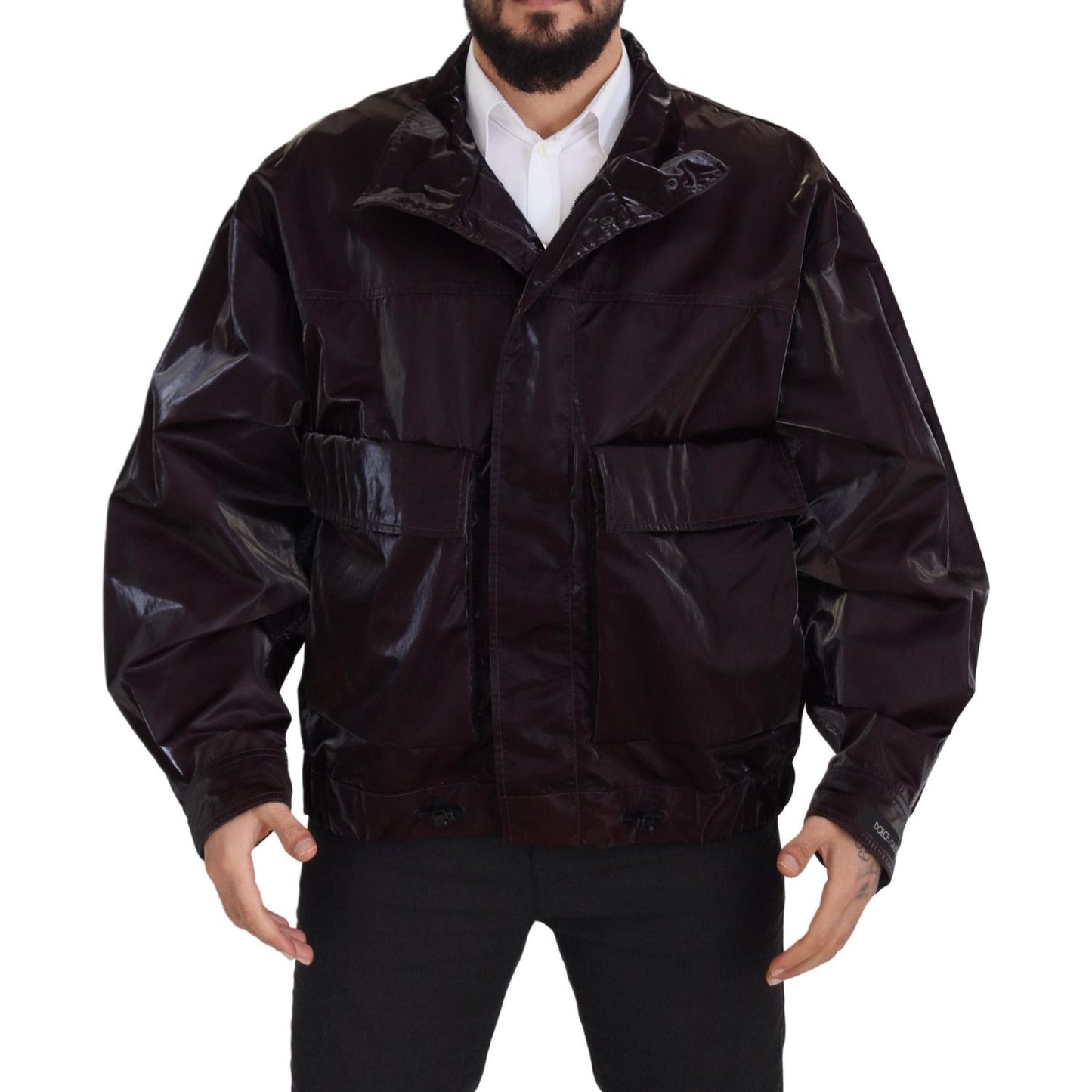 Dolce & Gabbana Elegant Bordeaux Collared Jacket Dolce & Gabbana Black