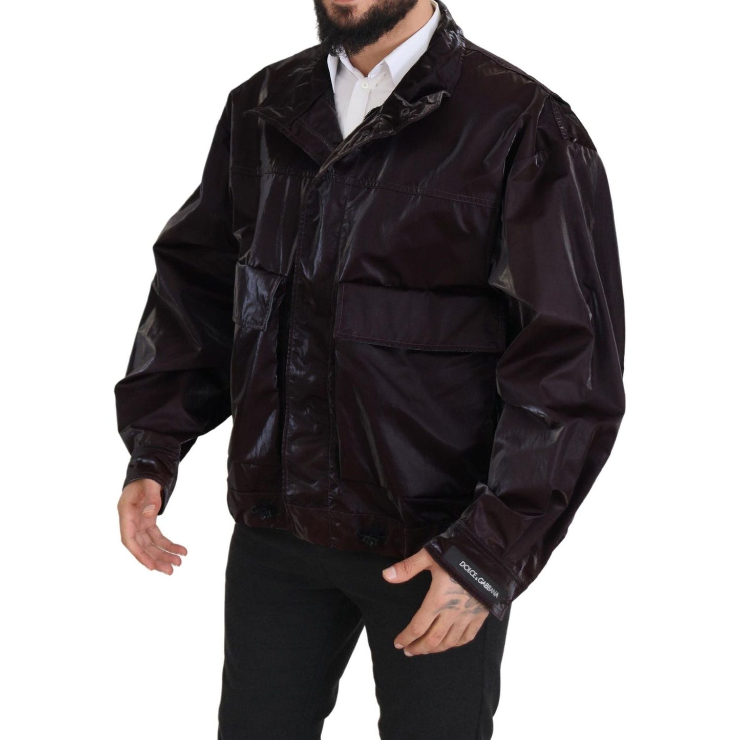 Dolce & Gabbana Elegant Bordeaux Collared Jacket Dolce & Gabbana Black