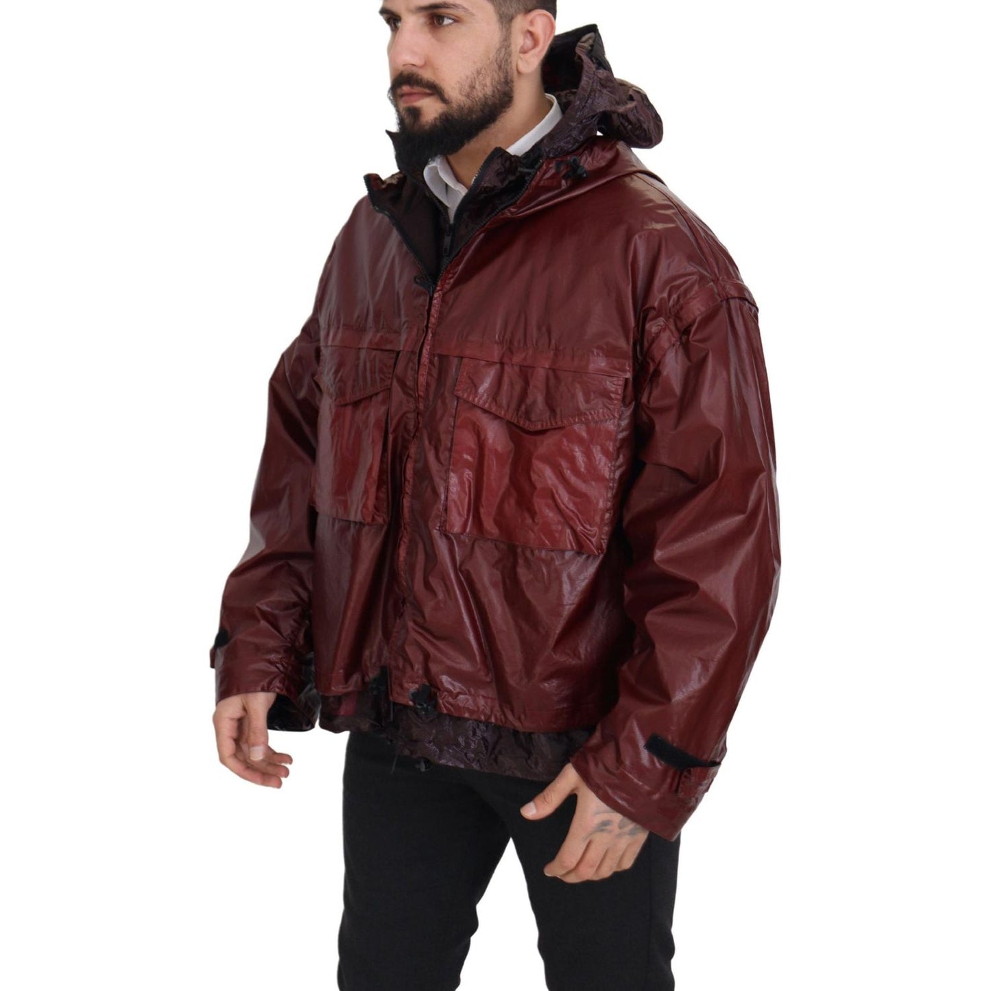 Dolce & Gabbana Elegant Bordeaux Full Zip Hooded Jacket Dolce & Gabbana Dark Slate Gray