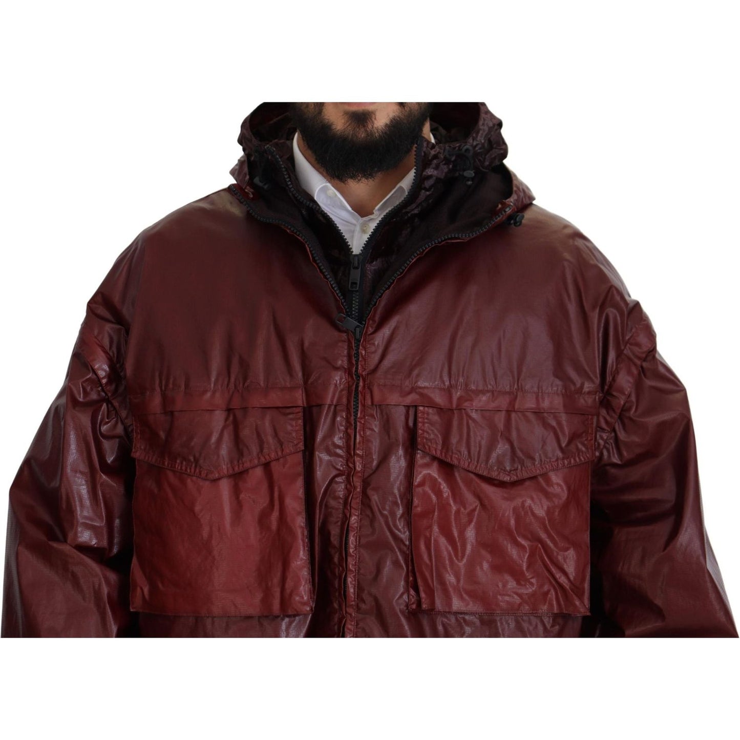 Dolce & Gabbana Elegant Bordeaux Full Zip Hooded Jacket Dolce & Gabbana Dark Slate Gray