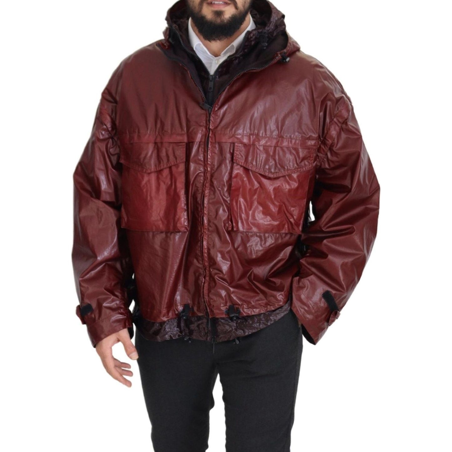 Dolce & Gabbana Elegant Bordeaux Full Zip Hooded Jacket Dolce & Gabbana Dark Slate Gray