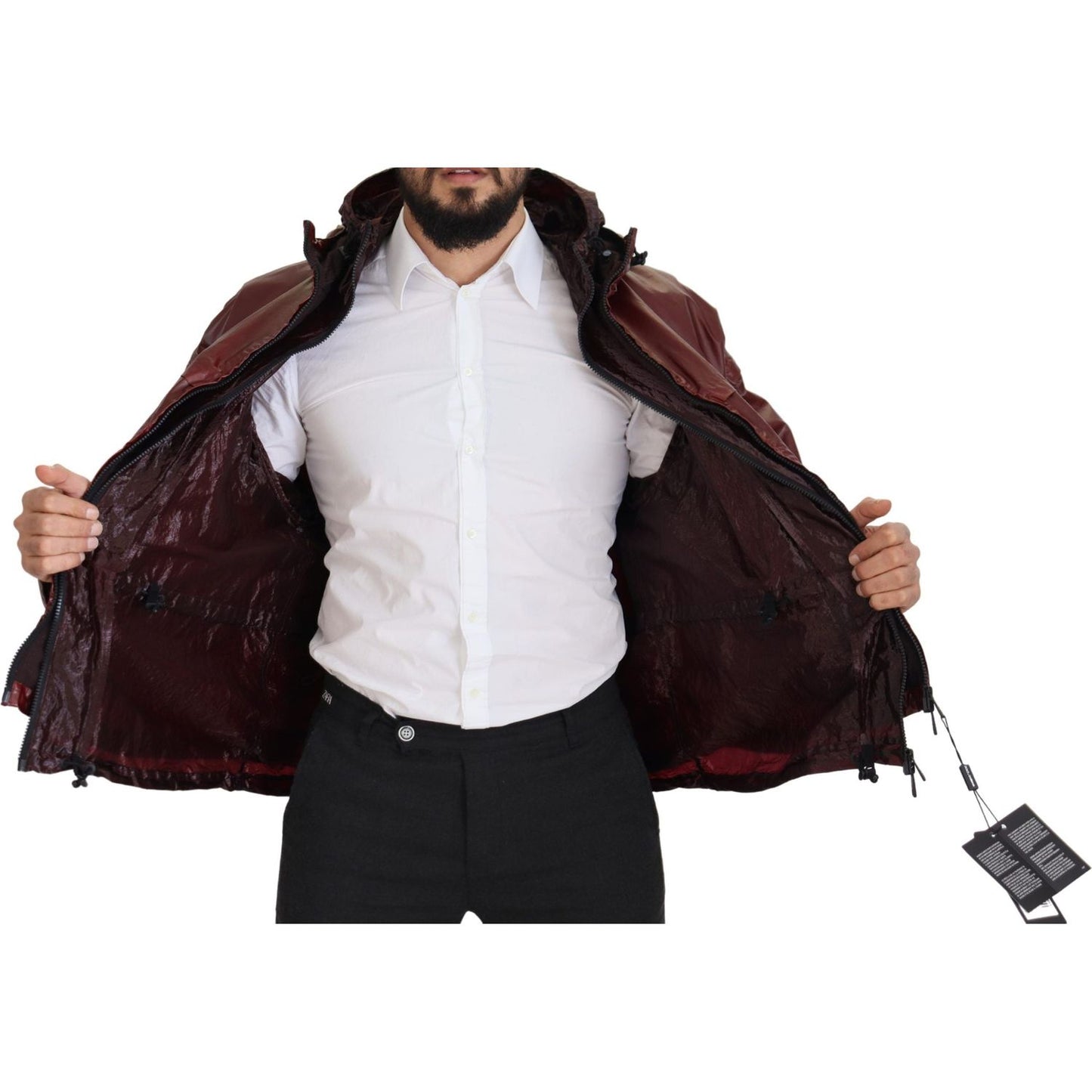Dolce & Gabbana Elegant Bordeaux Full Zip Hooded Jacket Dolce & Gabbana Black