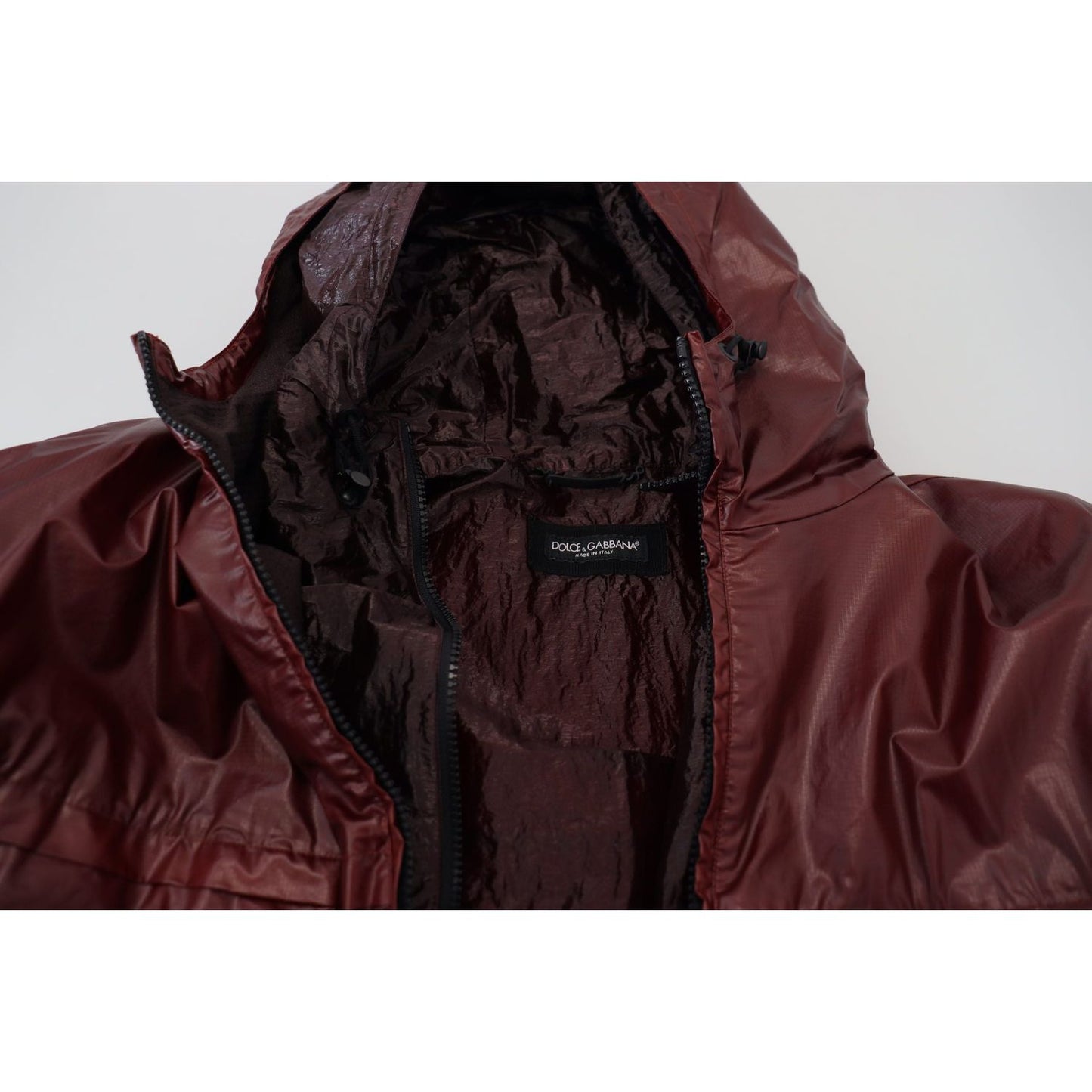 Dolce & Gabbana Elegant Bordeaux Full Zip Hooded Jacket Dolce & Gabbana Black