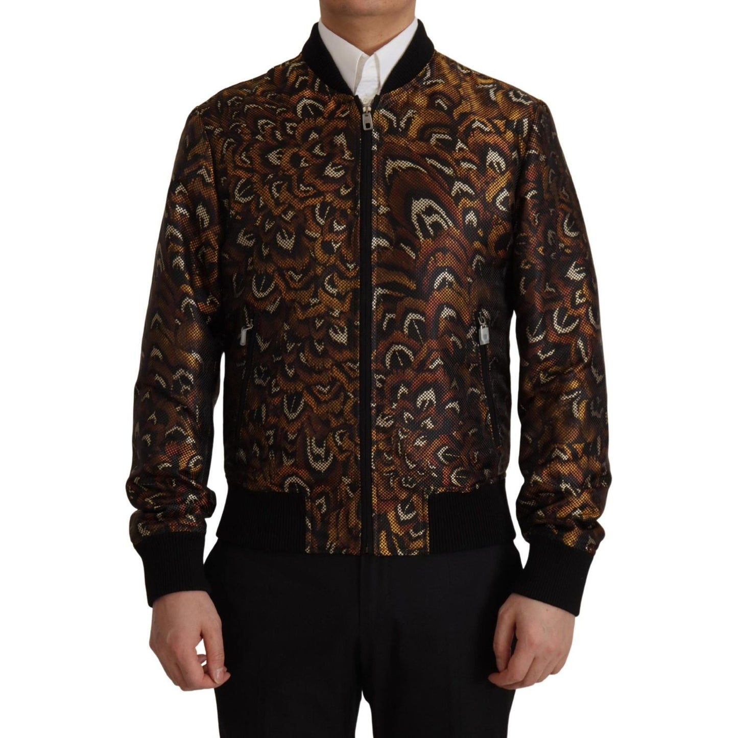 Dolce & Gabbana Elegant Brown Blouson Jacket Dolce & Gabbana Black