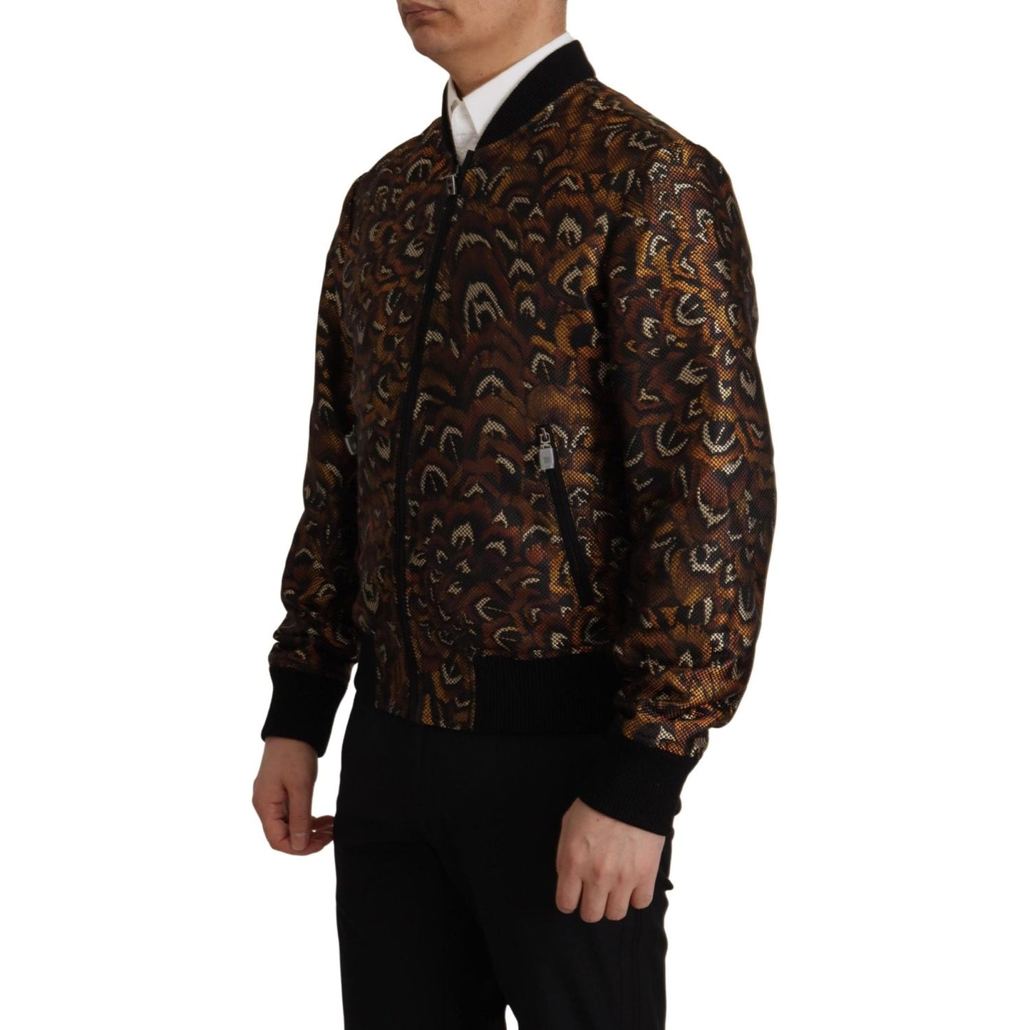Dolce & Gabbana Elegant Brown Blouson Jacket Dolce & Gabbana Black