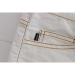 Cavalli White Cotton Blend Slim Fit Jeans