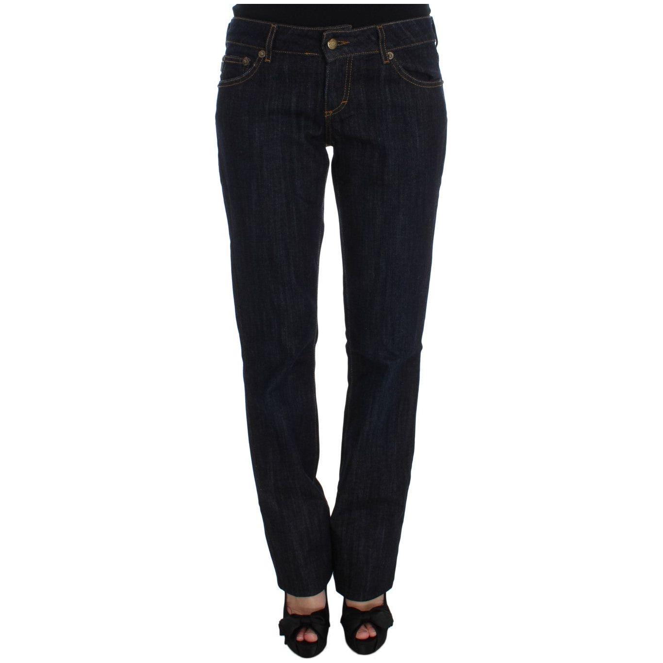 Cavalli Chic Blue Straight Fit Designer Jeans Cavalli Black