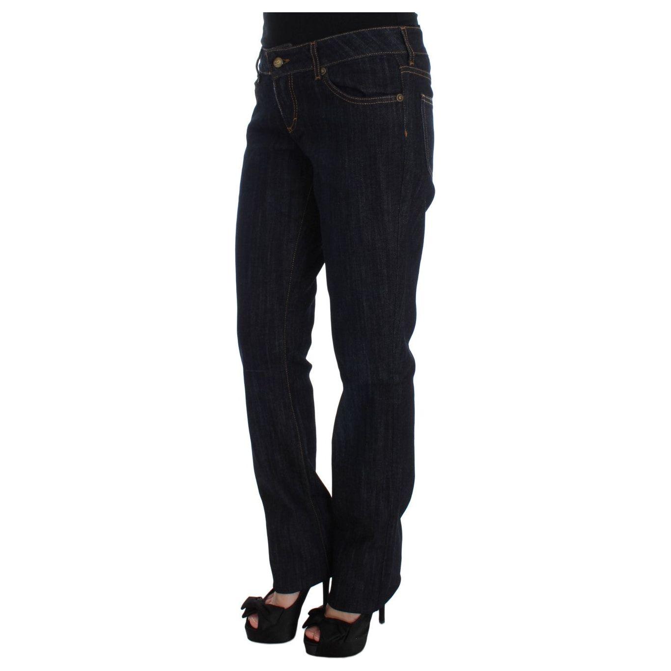 Cavalli Chic Blue Straight Fit Designer Jeans Cavalli Black