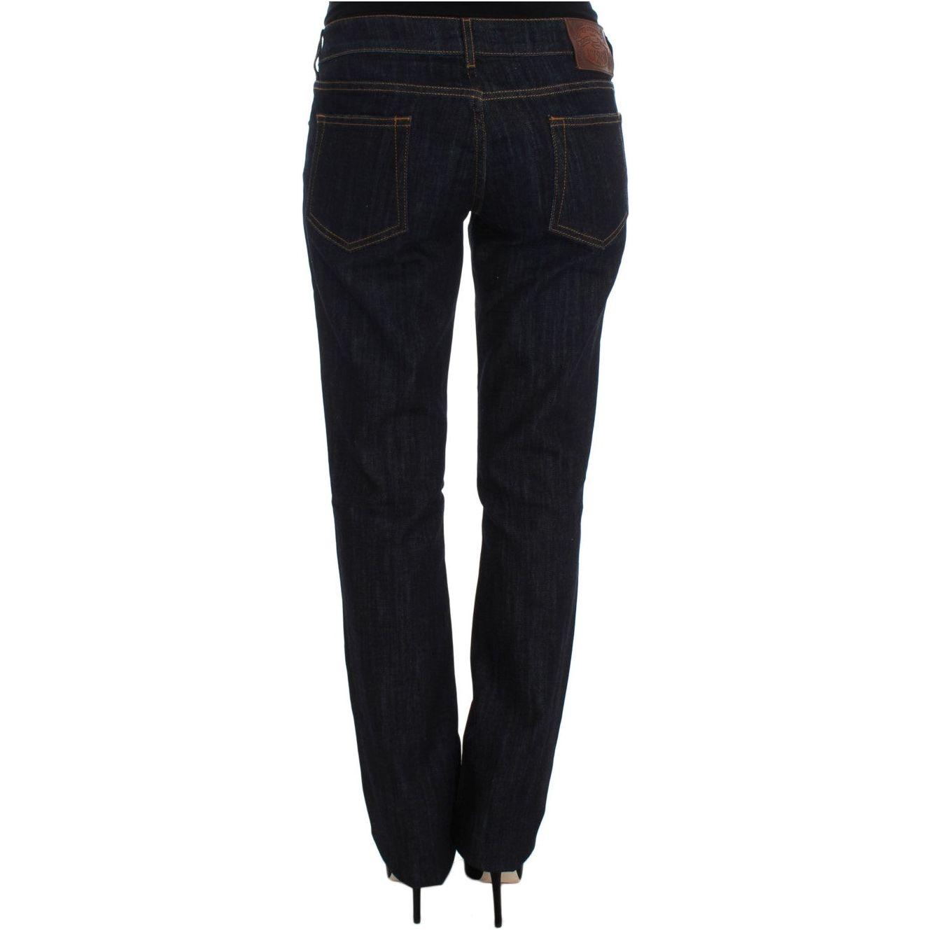 Cavalli Chic Blue Straight Fit Designer Jeans Cavalli Black