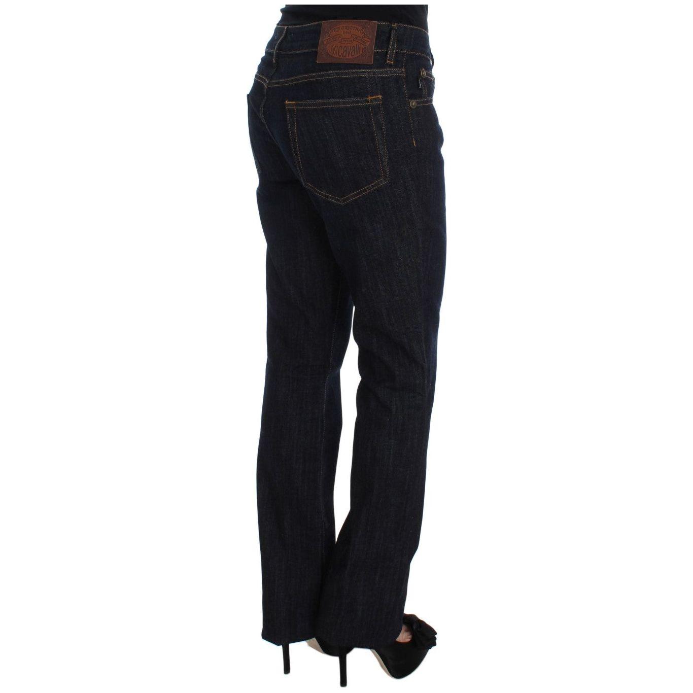 Cavalli Chic Blue Straight Fit Designer Jeans Cavalli Black