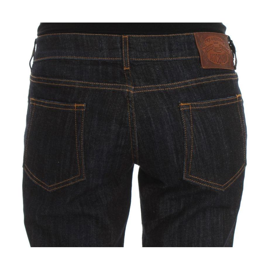 Cavalli Chic Blue Straight Fit Designer Jeans Cavalli Black