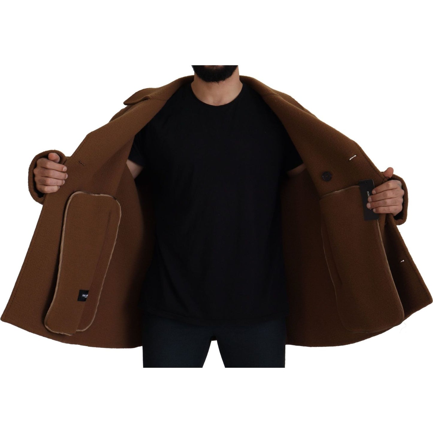 Dolce & Gabbana Elegant Double Breasted Brown Jacket Dolce & Gabbana Black