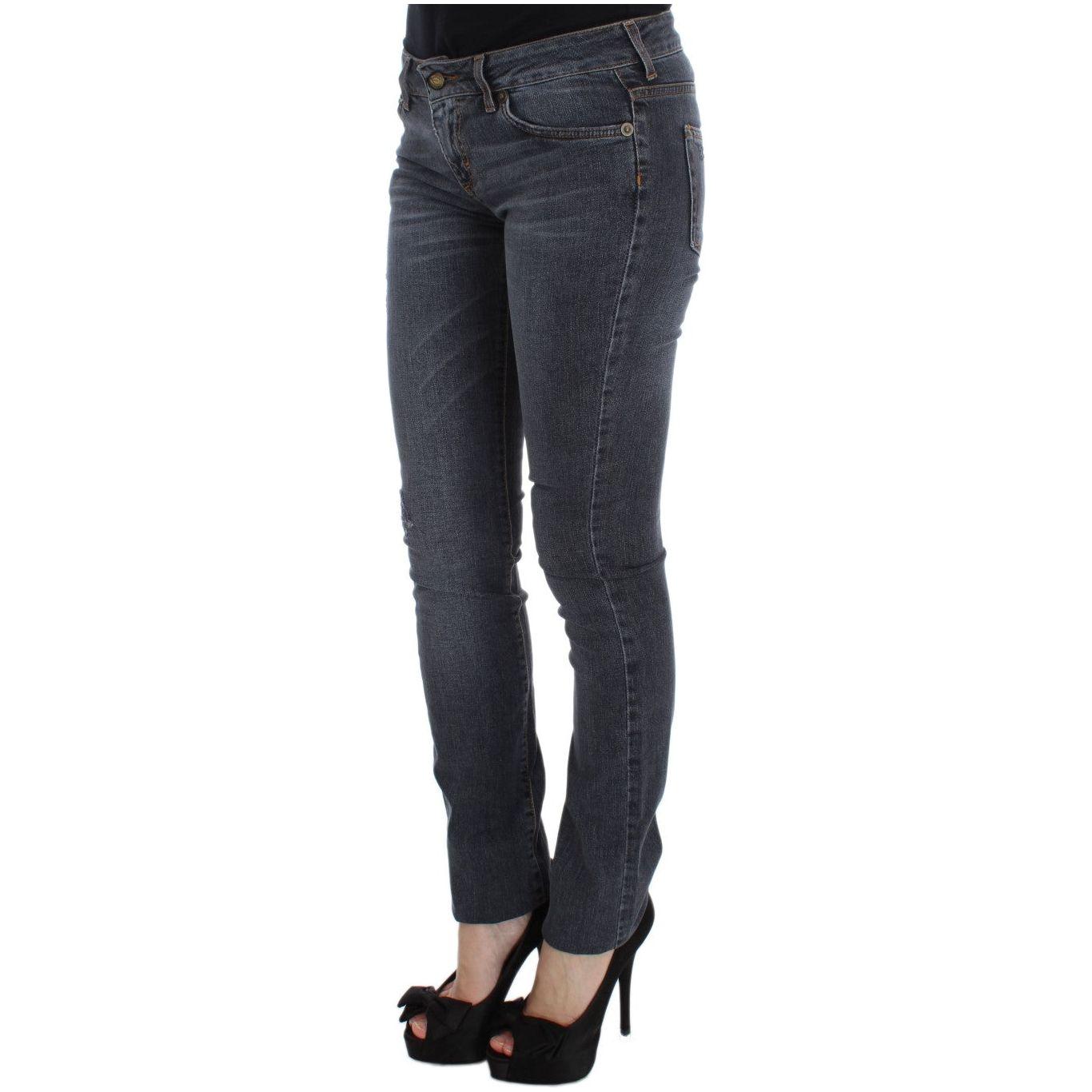 Cavalli Slim Fit Green Diamond Blue Wash Jeans Cavalli Dark Slate Gray
