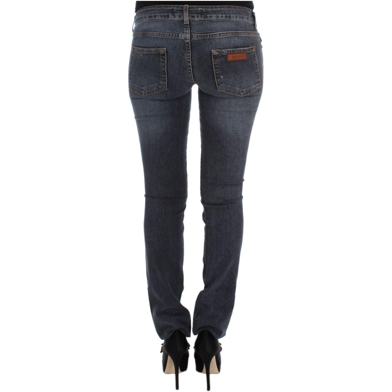 Cavalli Slim Fit Green Diamond Blue Wash Jeans Cavalli Dark Slate Gray