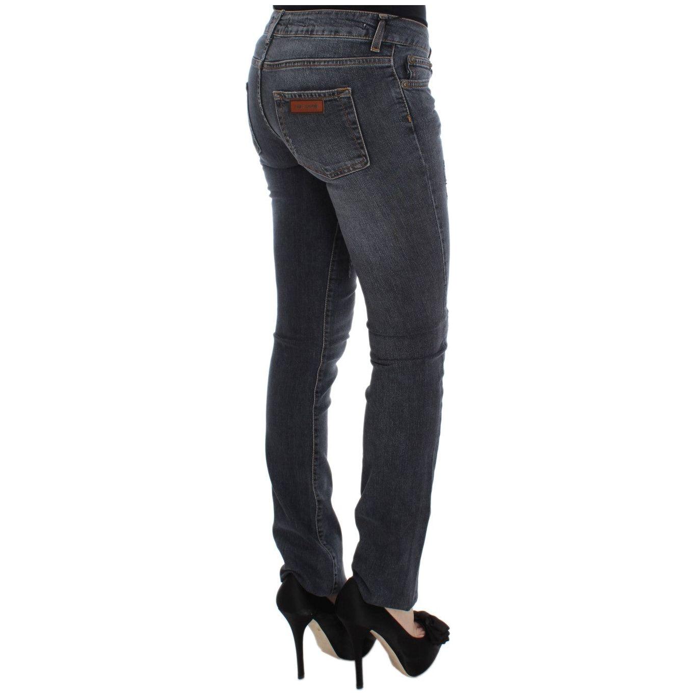 Cavalli Slim Fit Green Diamond Blue Wash Jeans Cavalli Dark Slate Gray