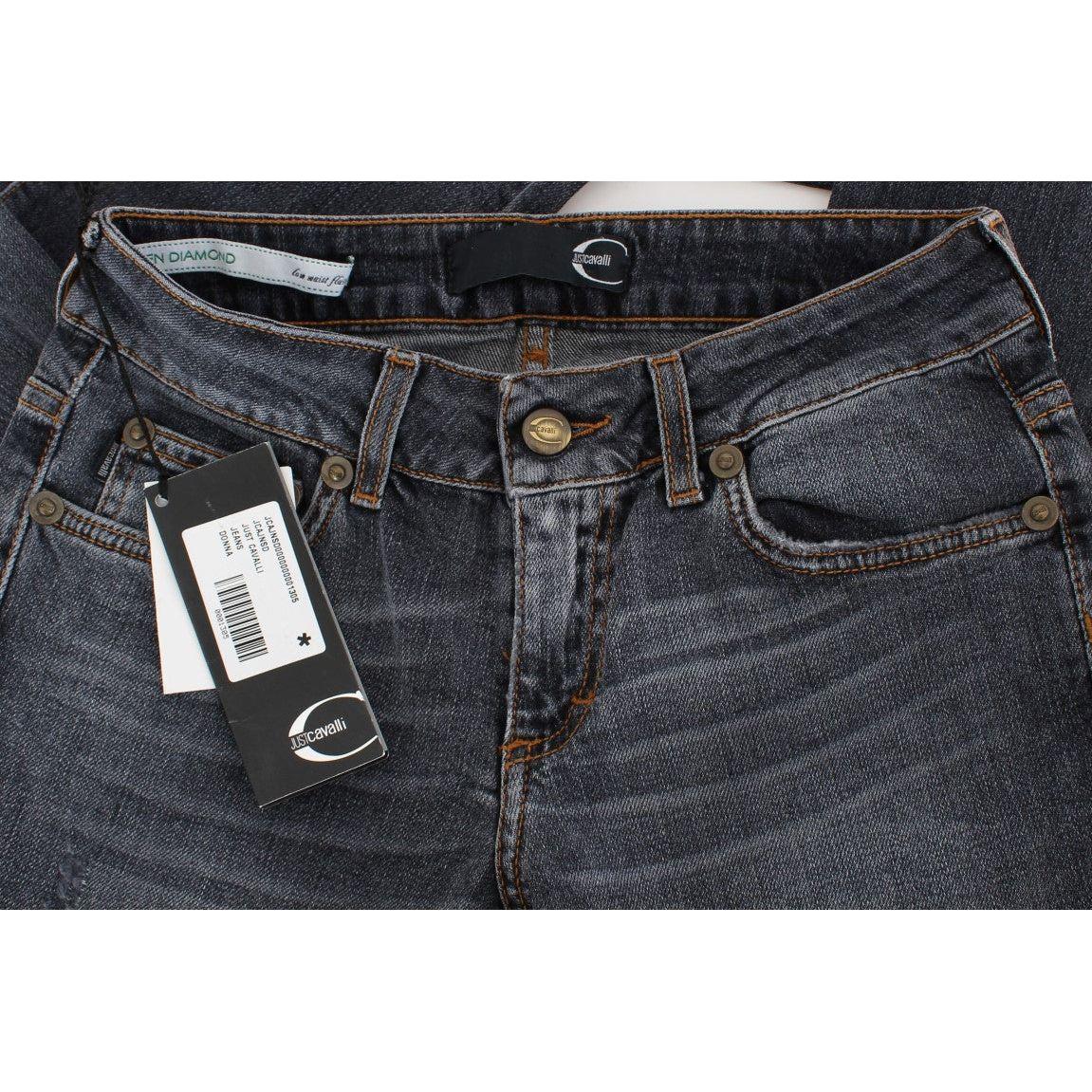 Cavalli Slim Fit Green Diamond Blue Wash Jeans Cavalli Dark Slate Gray