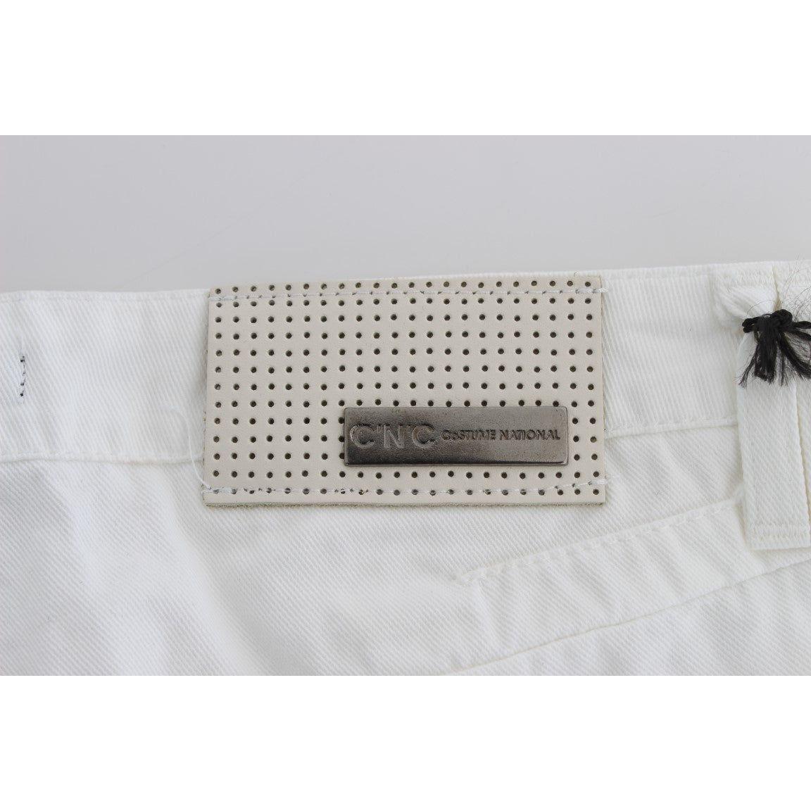 Costume National Chic Slim Fit White Cotton Jeans Costume National Gray
