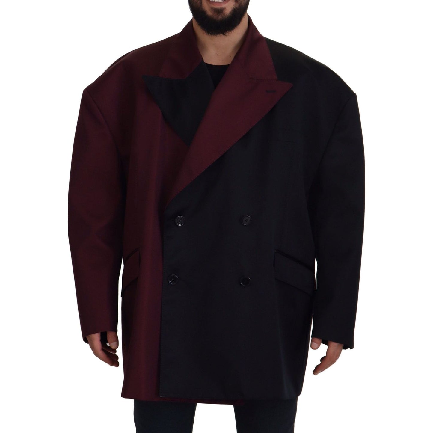 Dolce & Gabbana Elegant Bordeaux Double-Breasted Jacket Dolce & Gabbana Black
