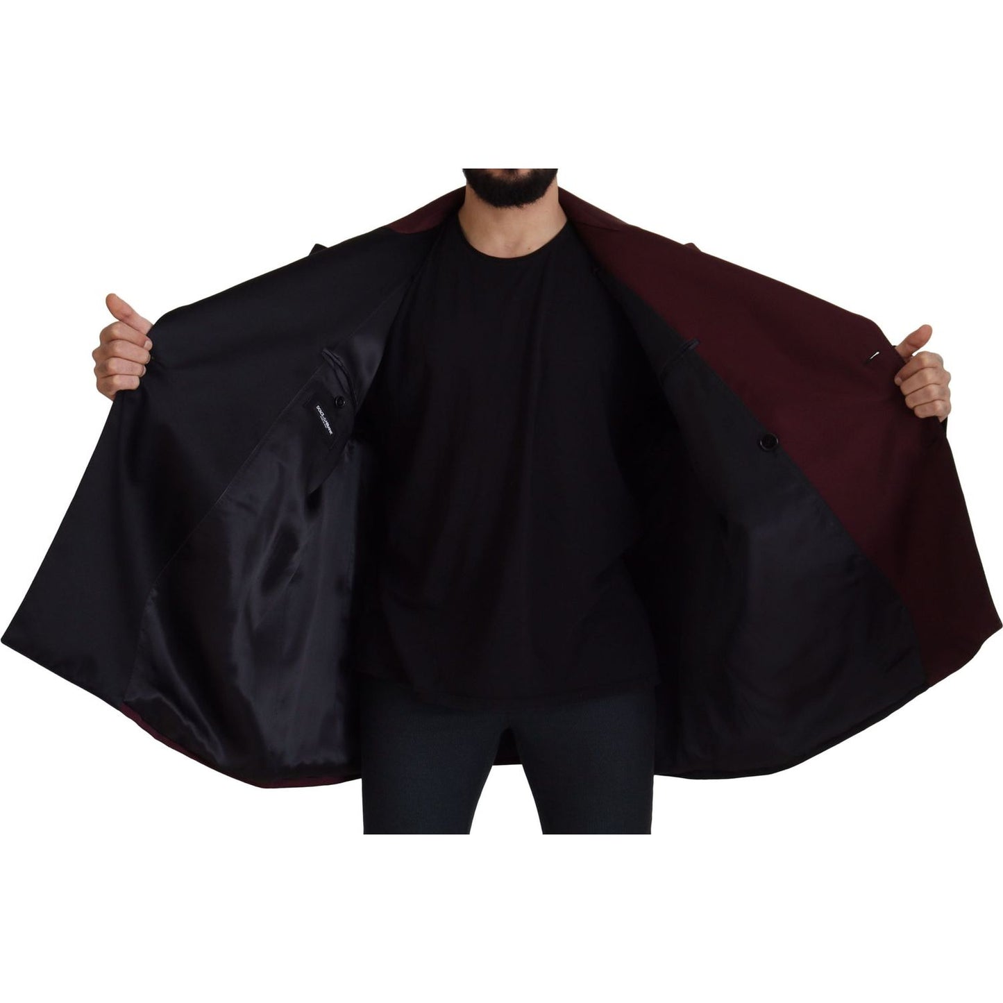 Dolce & Gabbana Elegant Bordeaux Double-Breasted Jacket Dolce & Gabbana Black