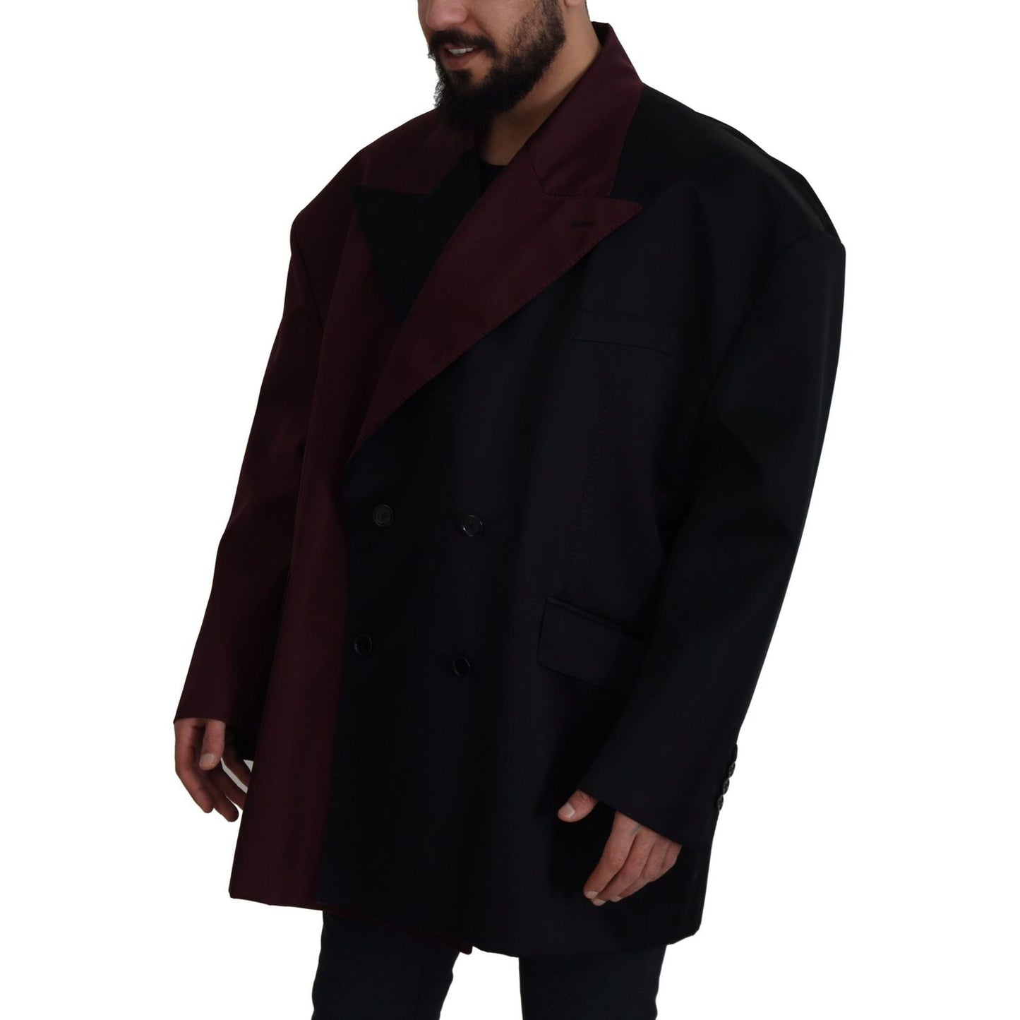 Dolce & Gabbana Elegant Bordeaux Double-Breasted Jacket Dolce & Gabbana Black