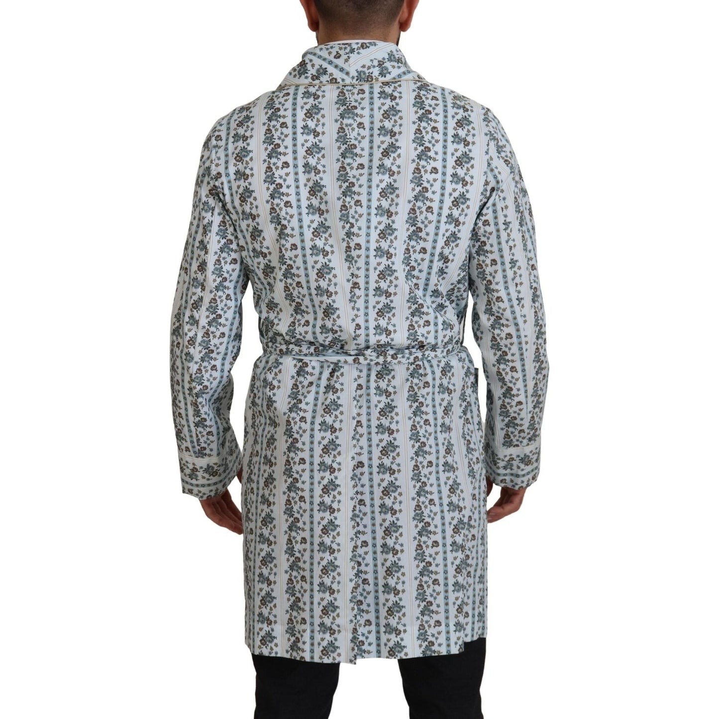 Dolce & Gabbana Elegant Floral Cotton Jacket Robe Dolce & Gabbana Dark Gray
