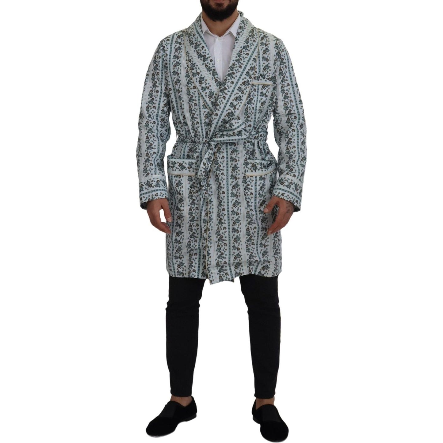 Dolce & Gabbana Elegant Floral Cotton Jacket Robe Dolce & Gabbana Dark Slate Gray