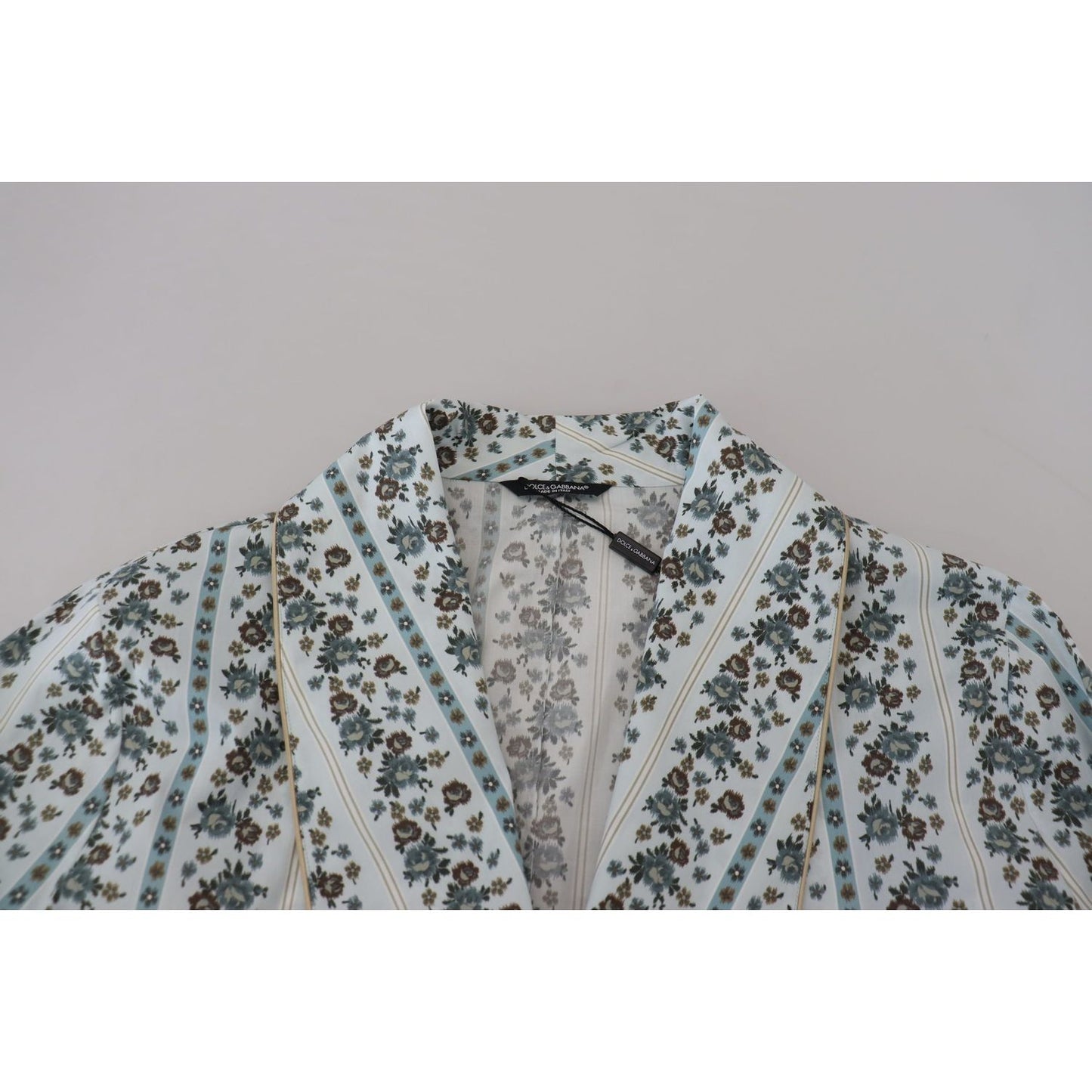 Dolce & Gabbana Elegant Floral Cotton Jacket Robe Dolce & Gabbana Dark Gray