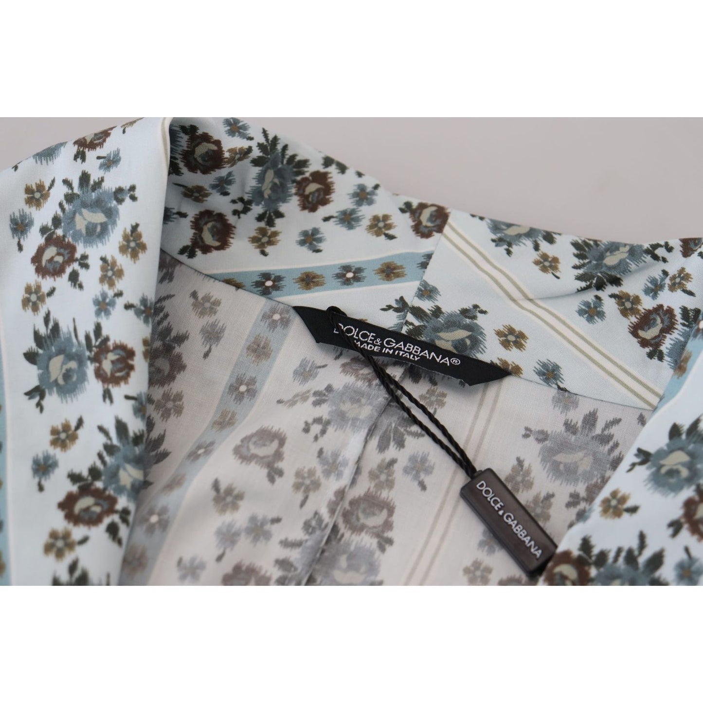 Dolce & Gabbana Elegant Floral Cotton Jacket Robe Dolce & Gabbana Dark Gray