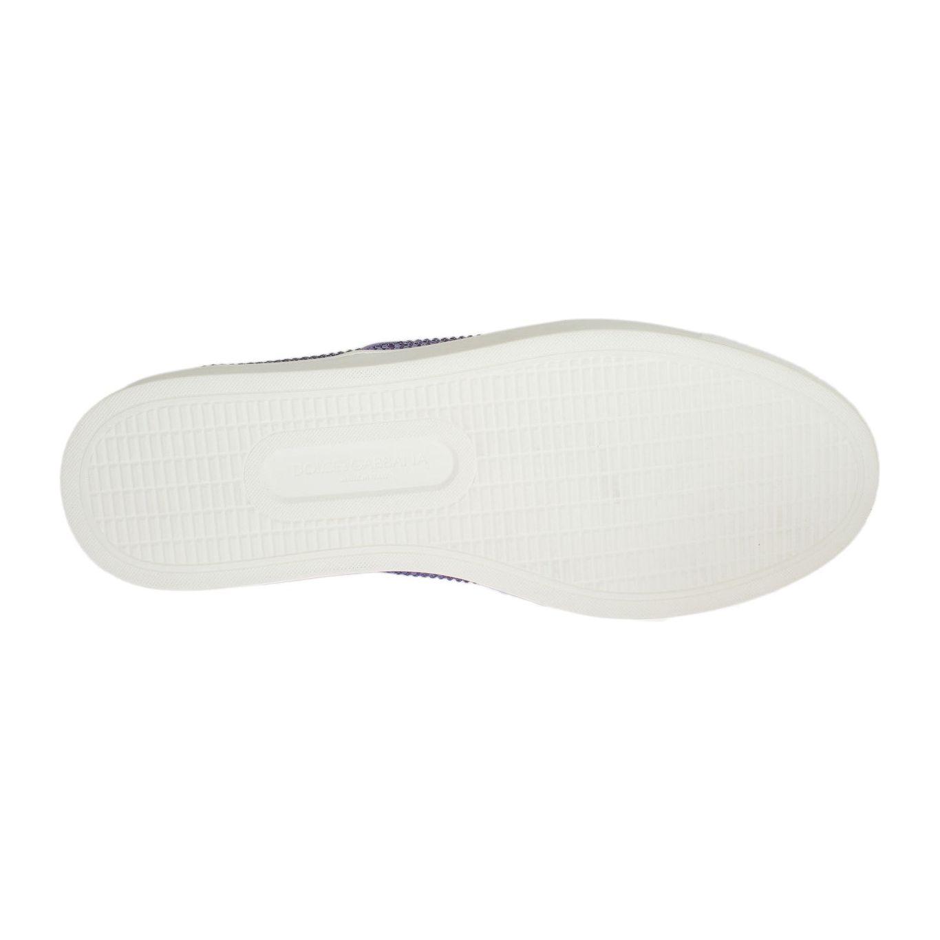 Dolce & Gabbana Elegant Purple Strass Fashion Sneakers MAN SNEAKERS Dolce & Gabbana Antique White