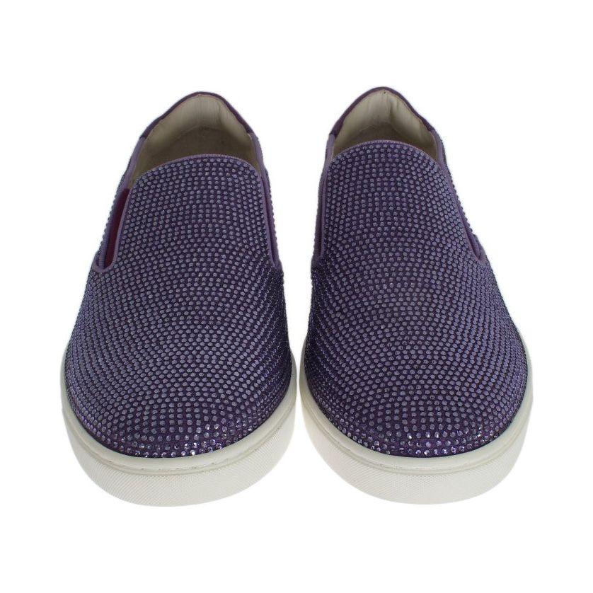 Dolce & Gabbana Elegant Purple Strass Fashion Sneakers MAN SNEAKERS Dolce & Gabbana Dark Slate Gray