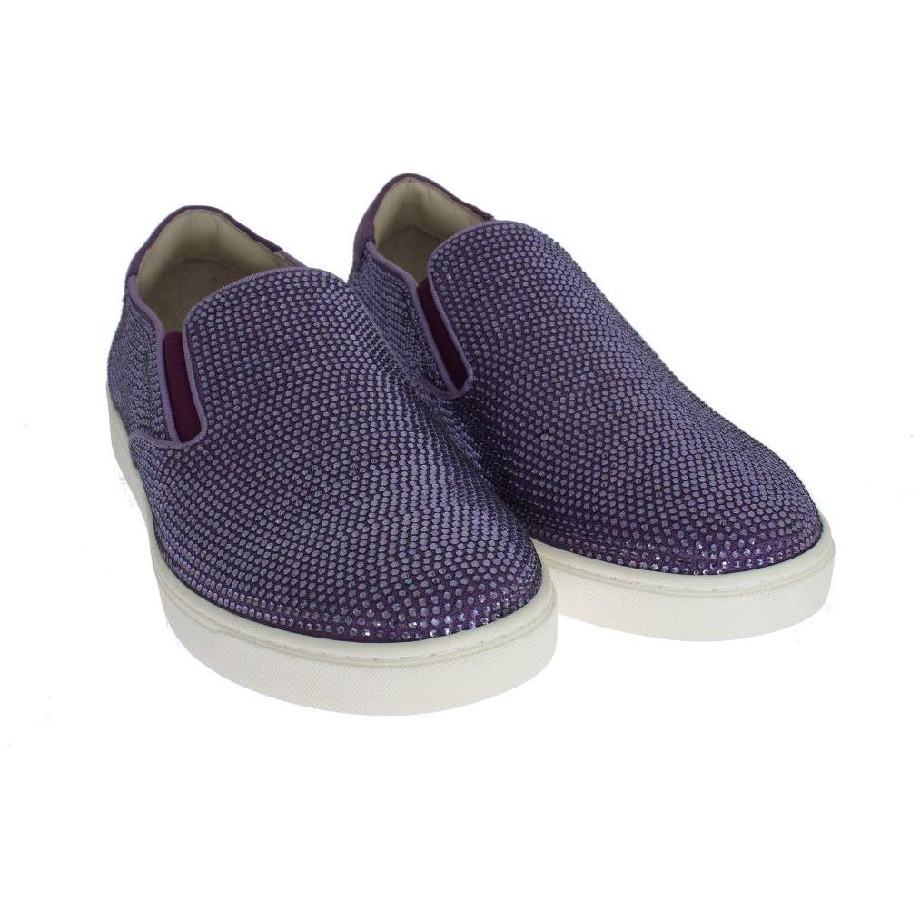 Dolce & Gabbana Elegant Purple Strass Fashion Sneakers MAN SNEAKERS Dolce & Gabbana Dark Slate Gray