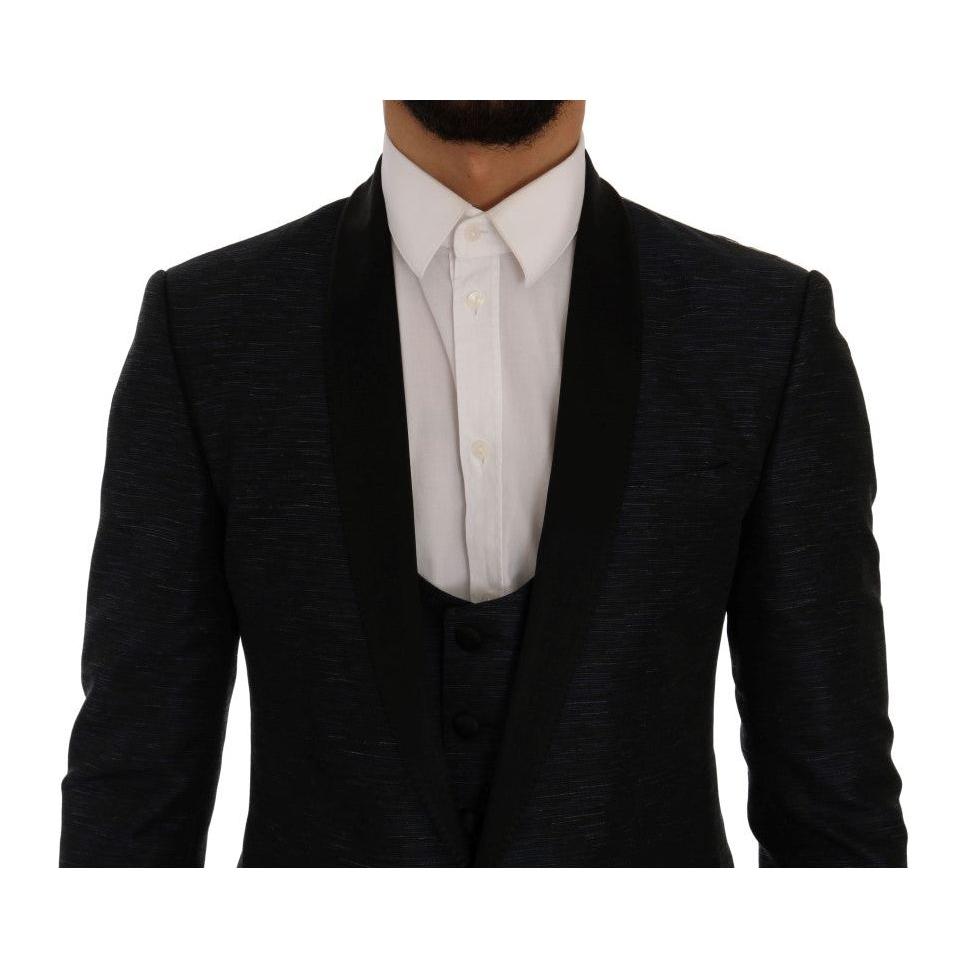 Dolce & Gabbana Elegant Blue & Black Slim Fit Suit Ensemble Dolce & Gabbana Gray