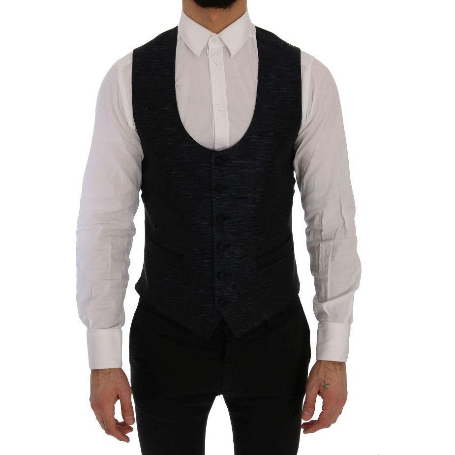 Dolce & Gabbana Elegant Blue & Black Slim Fit Suit Ensemble Dolce & Gabbana Gray