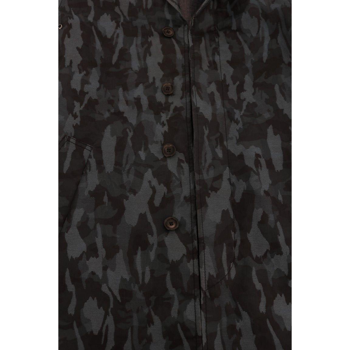 Dolce & Gabbana Blue Camouflage Trench Coat Elegance Coats & Jackets Dolce & Gabbana Black