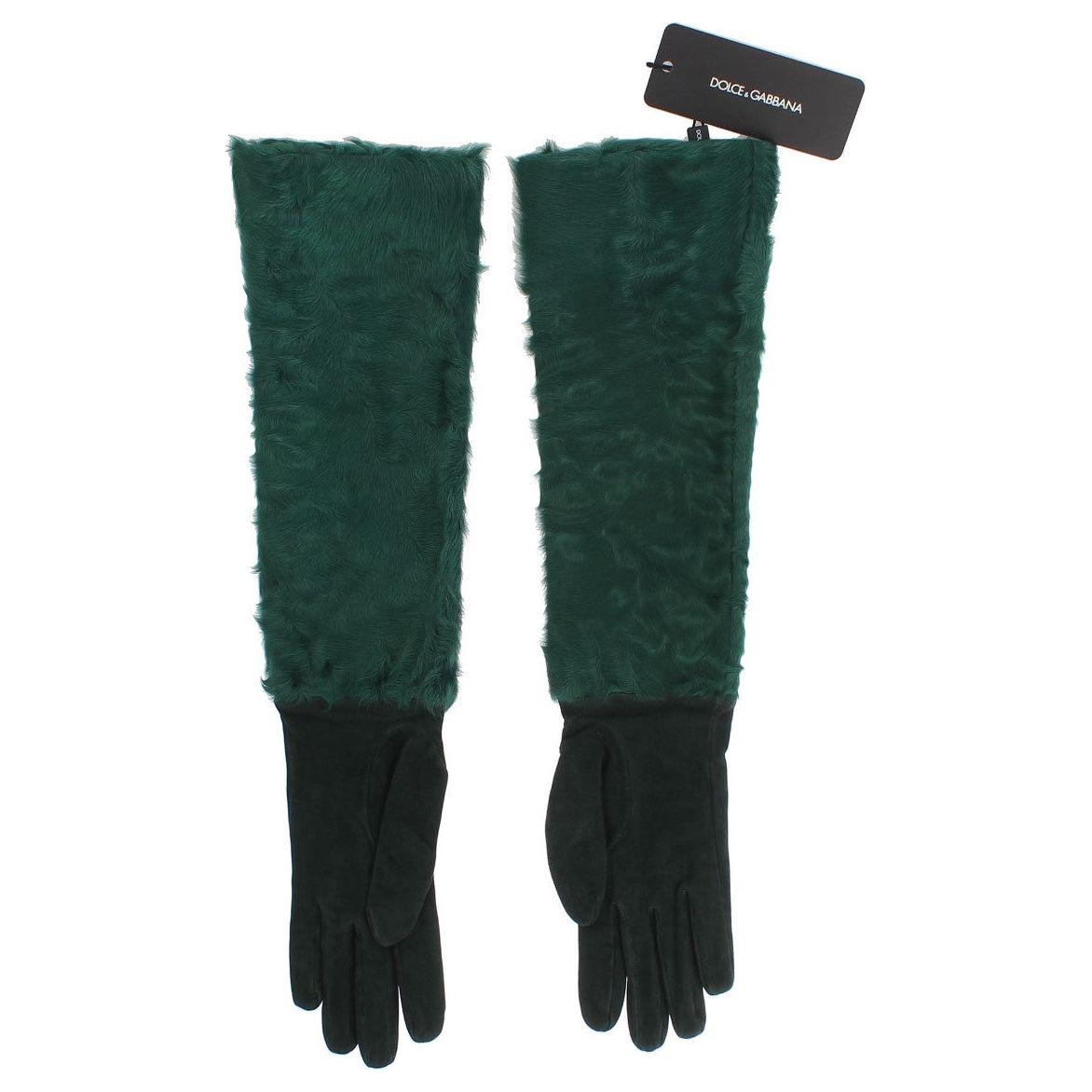 Dolce & Gabbana Elegant Elbow-Length Leather Gloves Dolce & Gabbana Dark Slate Gray
