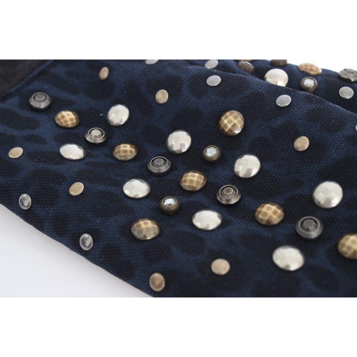 Dolce & Gabbana Chic Gray Wool & Shearling Gloves with Studded Details Dolce & Gabbana Dark Slate Gray