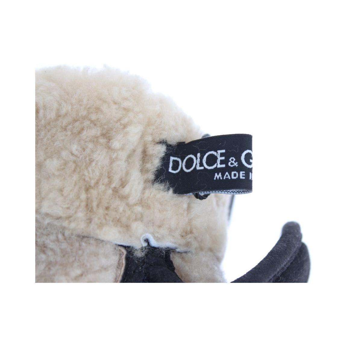 Dolce & Gabbana Chic Gray Wool & Shearling Gloves with Studded Details Dolce & Gabbana Gray