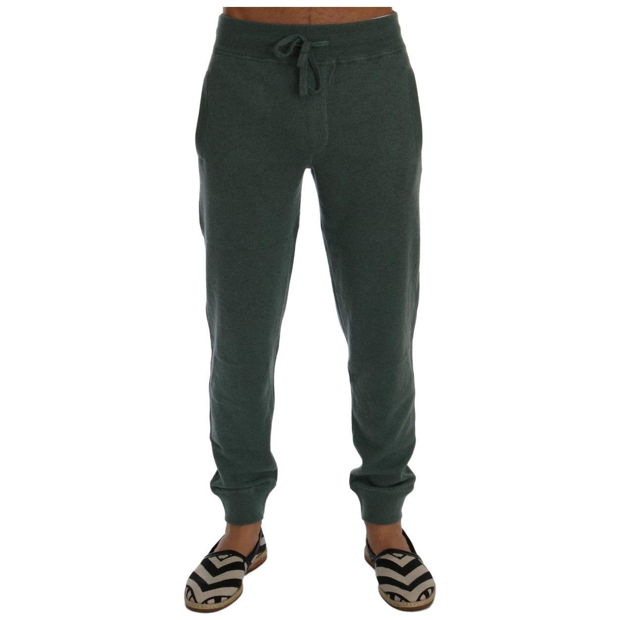 Dolce & Gabbana Elegant Green Cashmere Sport Pants Dolce & Gabbana Dark Slate Gray