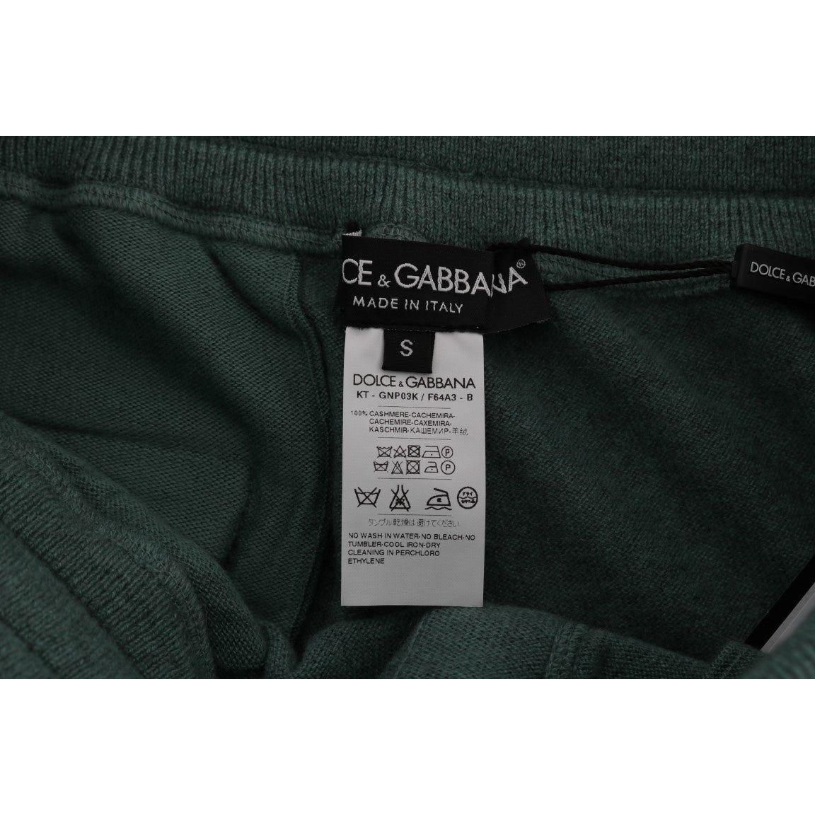 Dolce & Gabbana Elegant Green Cashmere Sport Pants Dolce & Gabbana Black