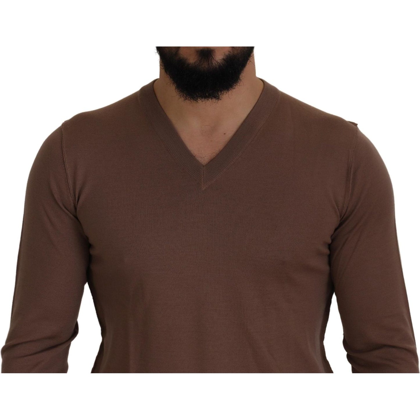Dolce & Gabbana Elegant Virgin Wool V-Neck Pullover Sweater Dolce & Gabbana Dark Slate Gray