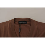 Dolce & Gabbana Brown Wool Men V-neck Pullover Sweater