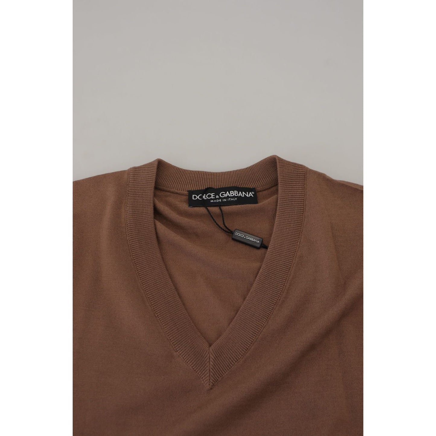 Dolce & Gabbana Elegant Virgin Wool V-Neck Pullover Sweater Dolce & Gabbana Dark Olive Green