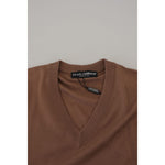 Dolce & Gabbana Brown Wool Men V-neck Pullover Sweater
