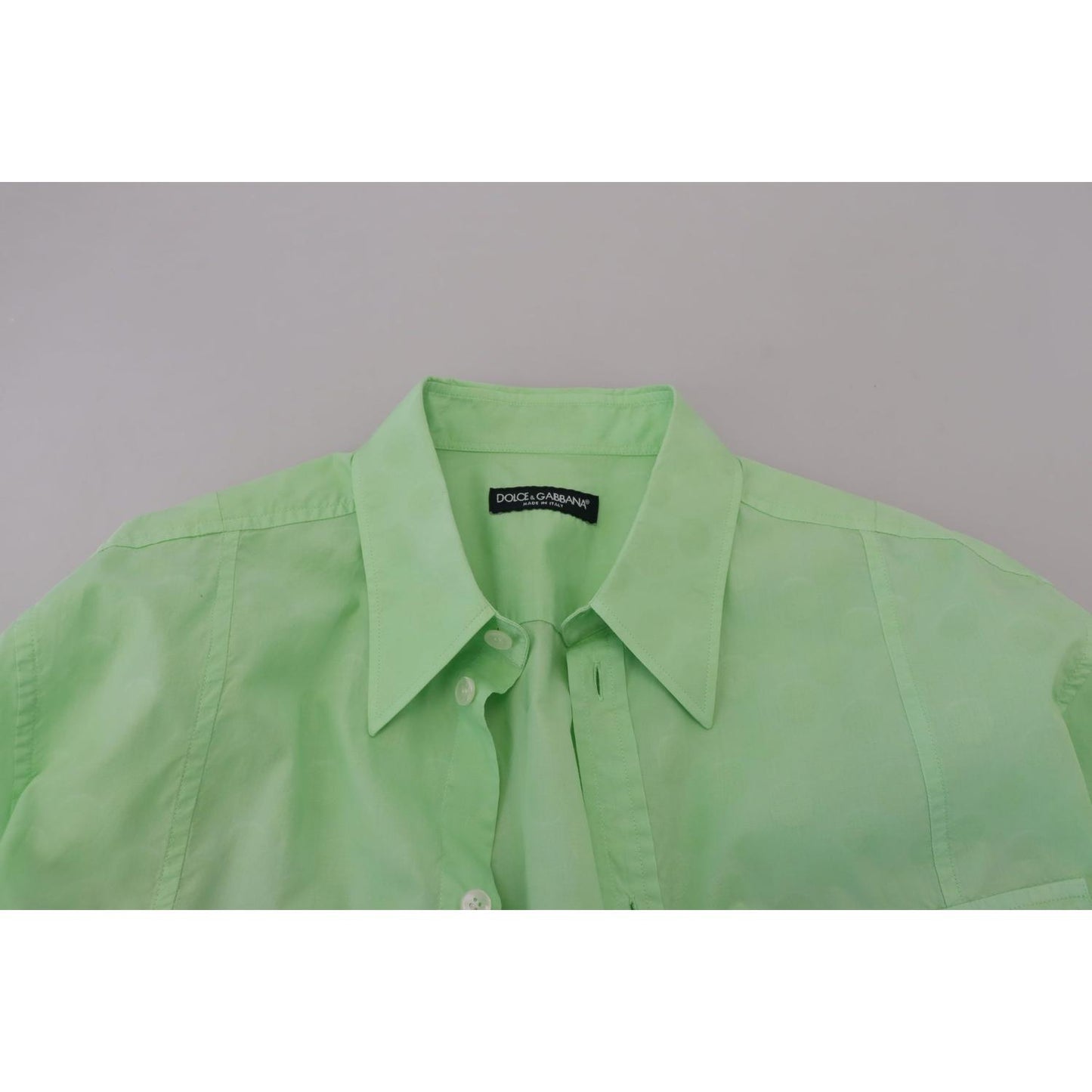 Dolce & Gabbana Mint Green Slim Fit Casual Button-Down Shirt Dolce & Gabbana Dark Sea Green