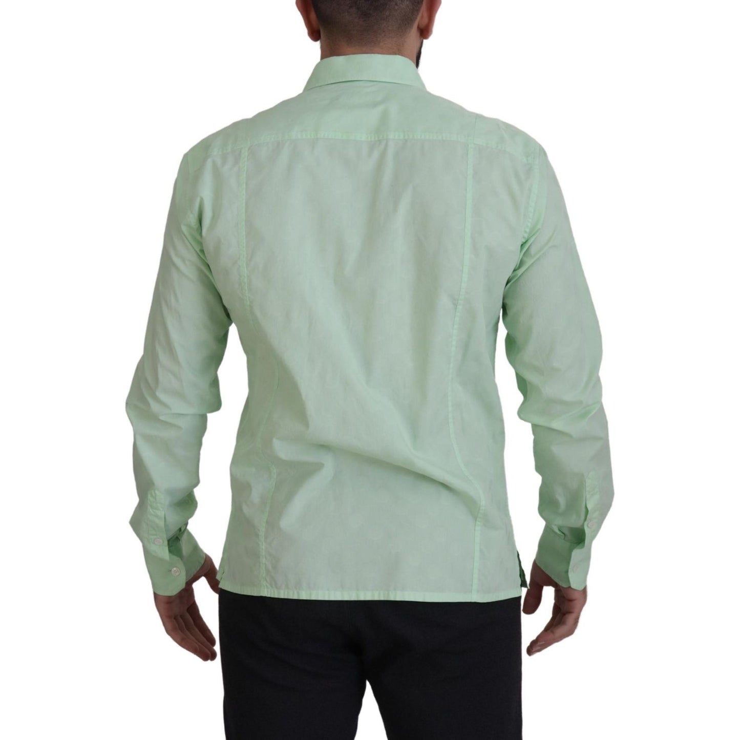 Dolce & Gabbana Mint Green Slim Fit Casual Button-Down Shirt Dolce & Gabbana Dark Gray