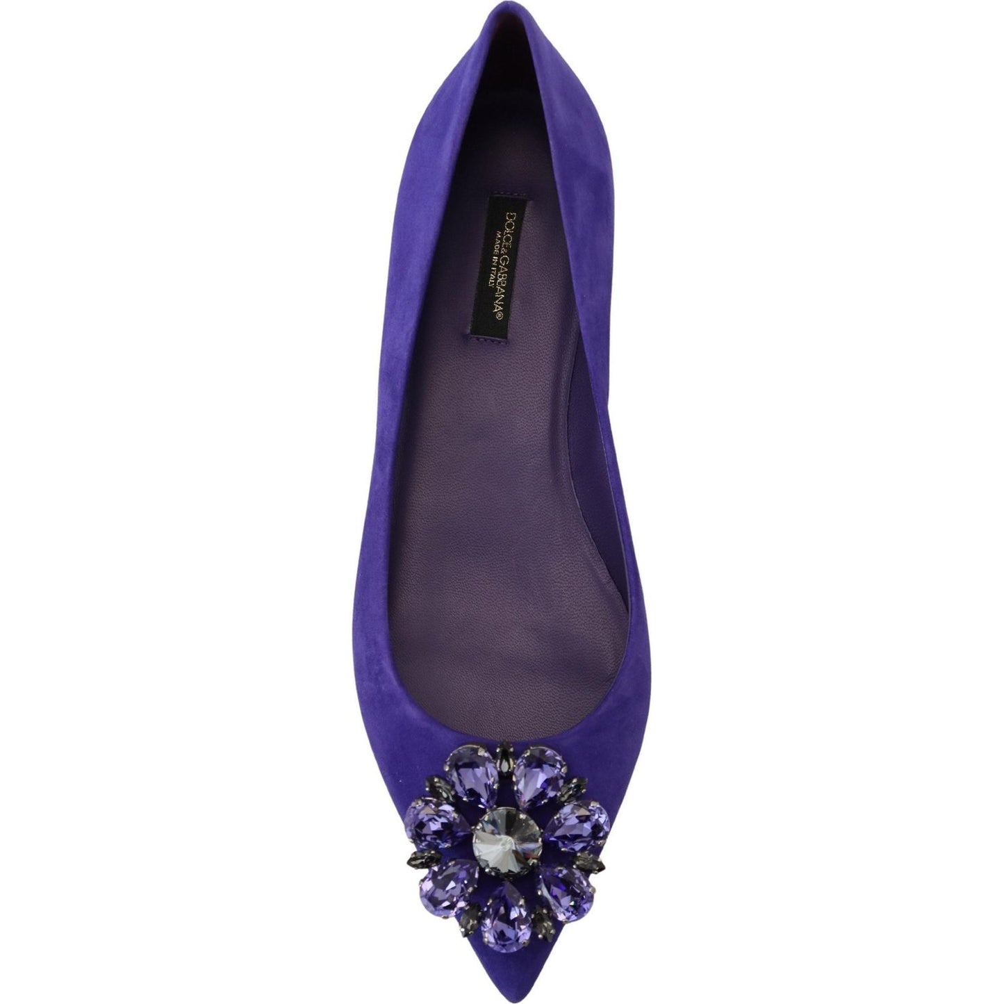 Dolce & Gabbana Embellished Crystal Purple Suede Flats Dolce & Gabbana Dark Slate Gray