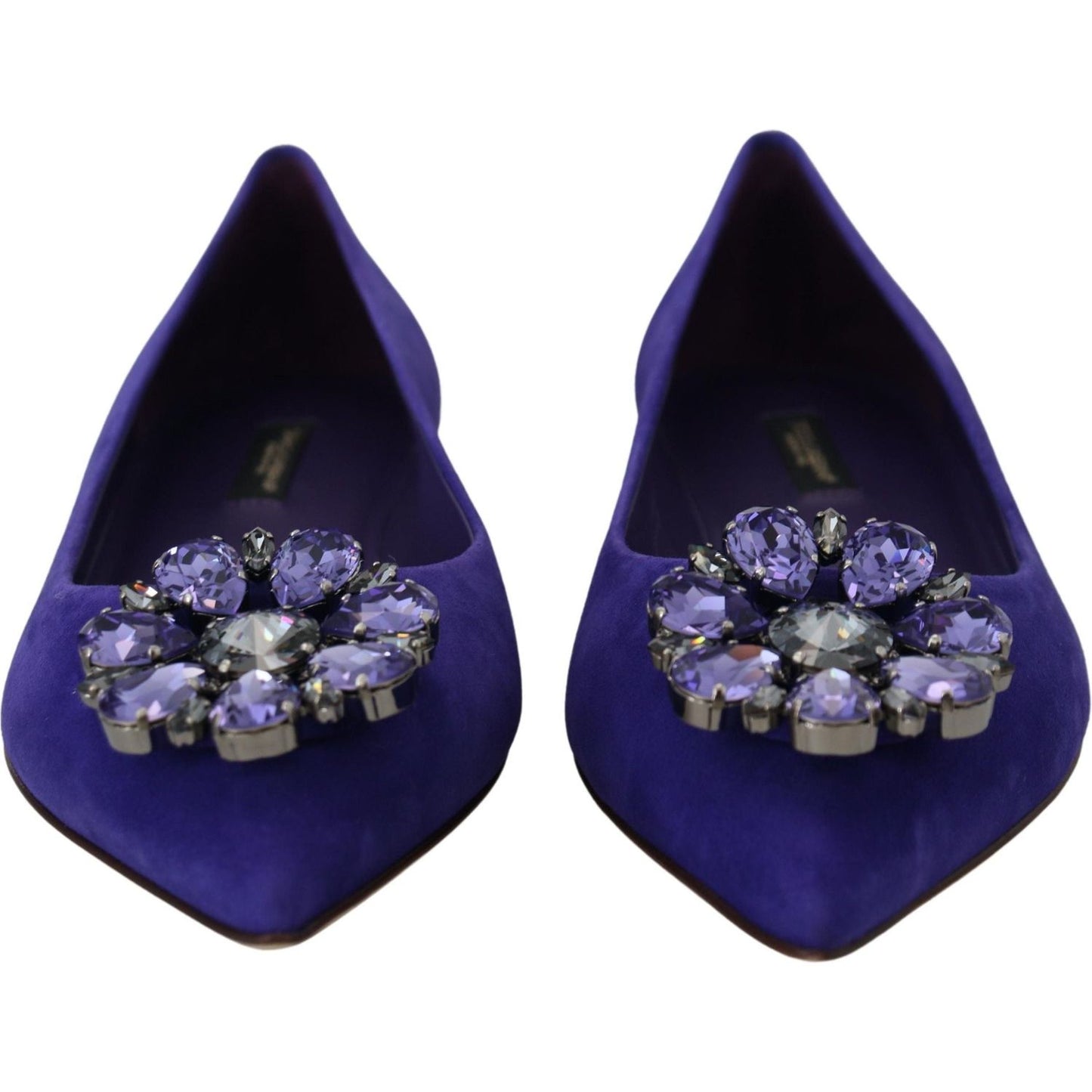Dolce & Gabbana Embellished Crystal Purple Suede Flats Dolce & Gabbana Midnight Blue