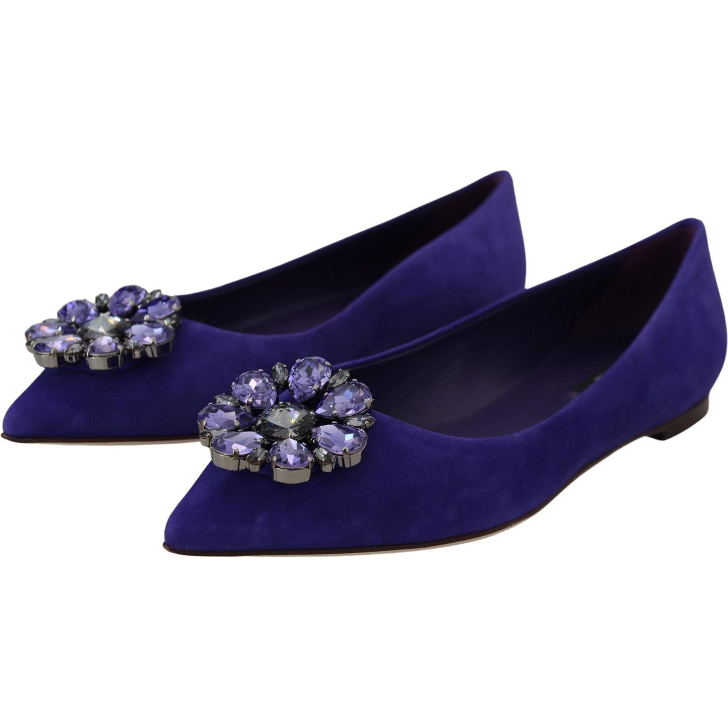 Dolce & Gabbana Embellished Crystal Purple Suede Flats Dolce & Gabbana Midnight Blue