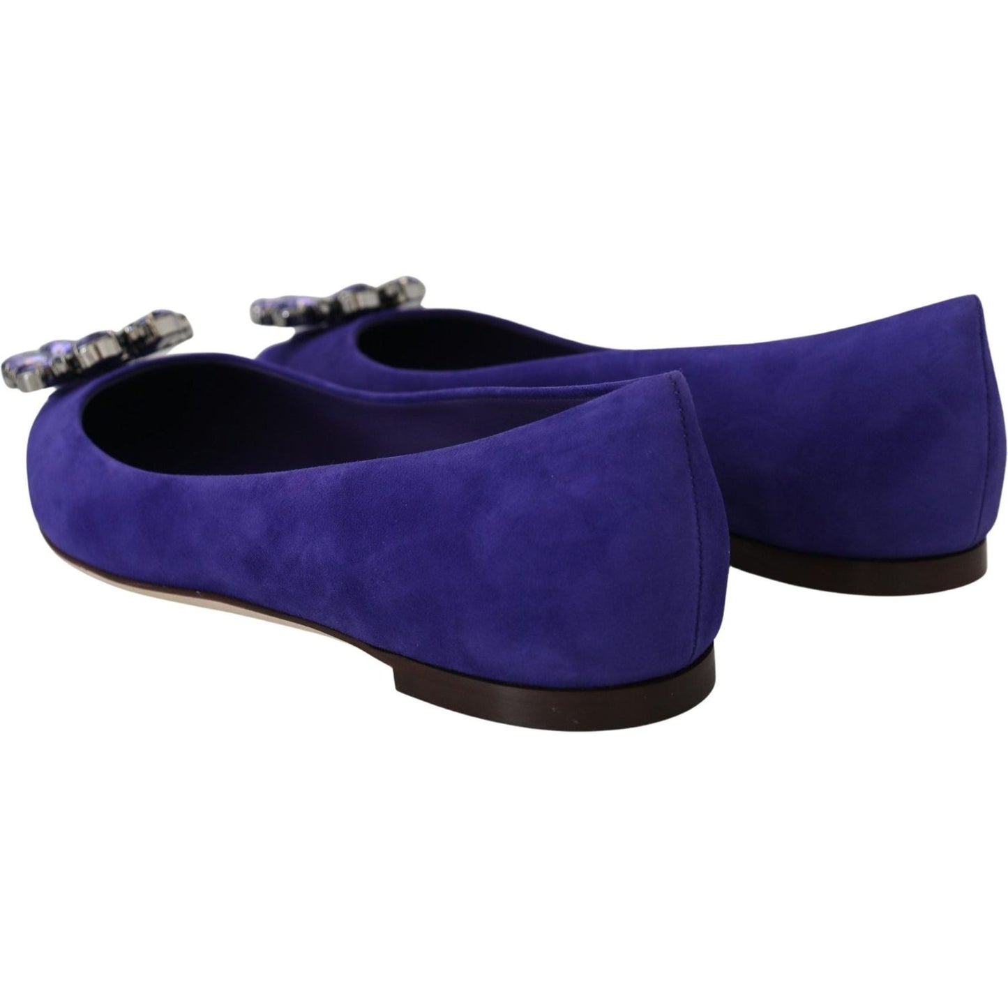 Dolce & Gabbana Embellished Crystal Purple Suede Flats Dolce & Gabbana Midnight Blue